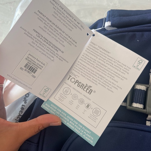 *Brand New* Pottery Barn Kids Mackenzie Navy Solid Backpacks Size Small - Picture 3 of 4